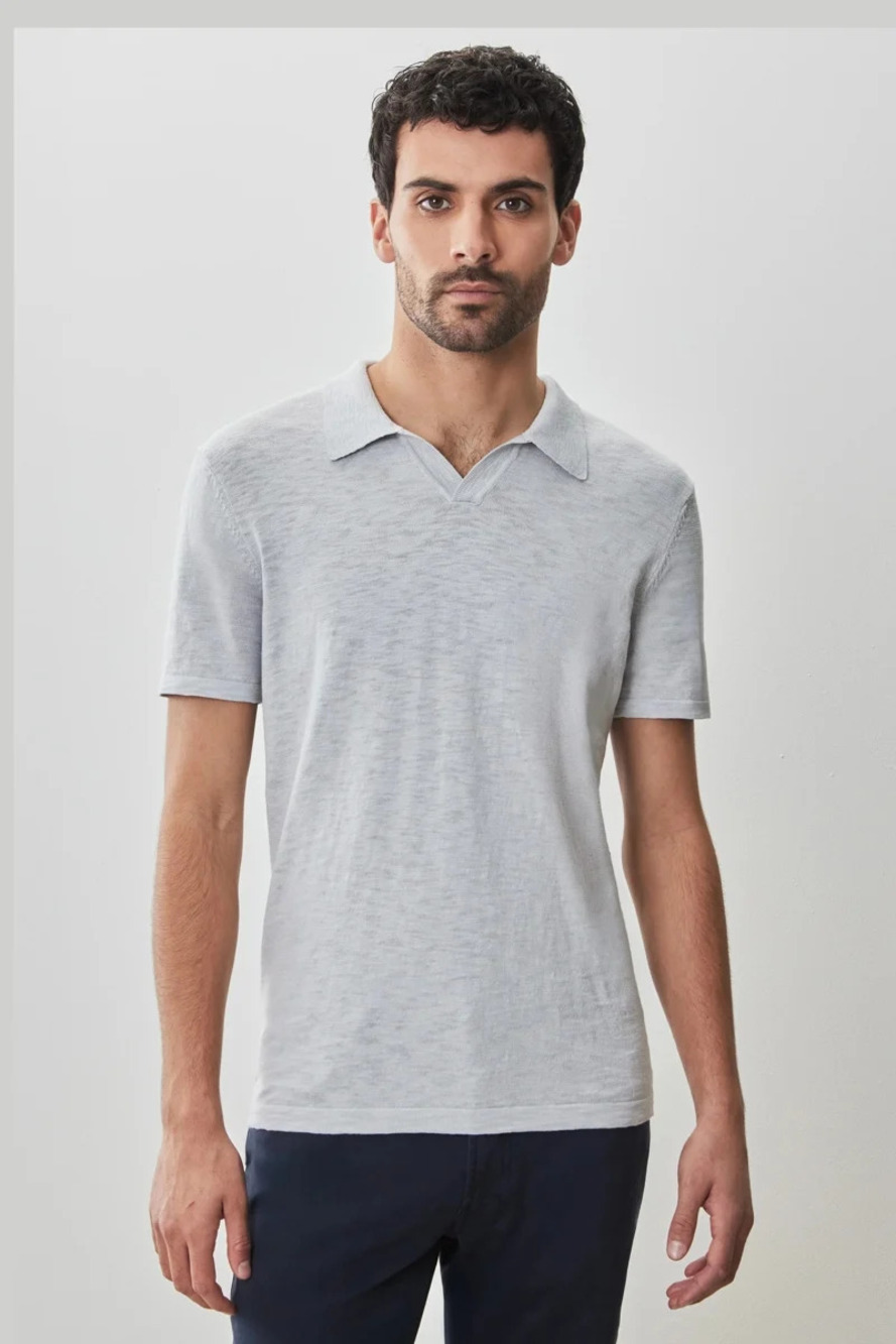 Robert Barakett Light Grey Luxurious Sweater Knit Polo/41071